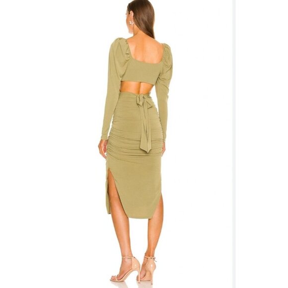 Revolve Majorelle Darla Midi Dress Women's Size S Olive Green Cut Out Party NWT - Picture 6 of 14